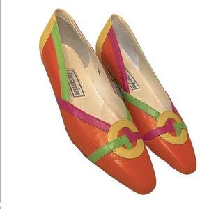 Vintage 80s Jasmine Color block Pumps Size 9
